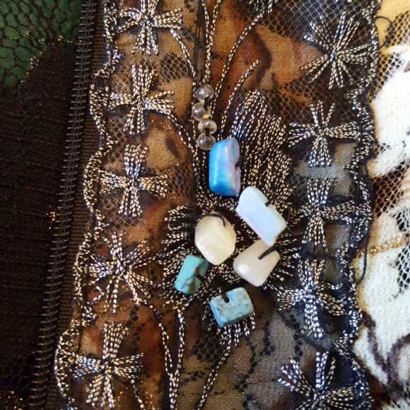 Beige black transparent beaded jacket - Picture 5 of 6